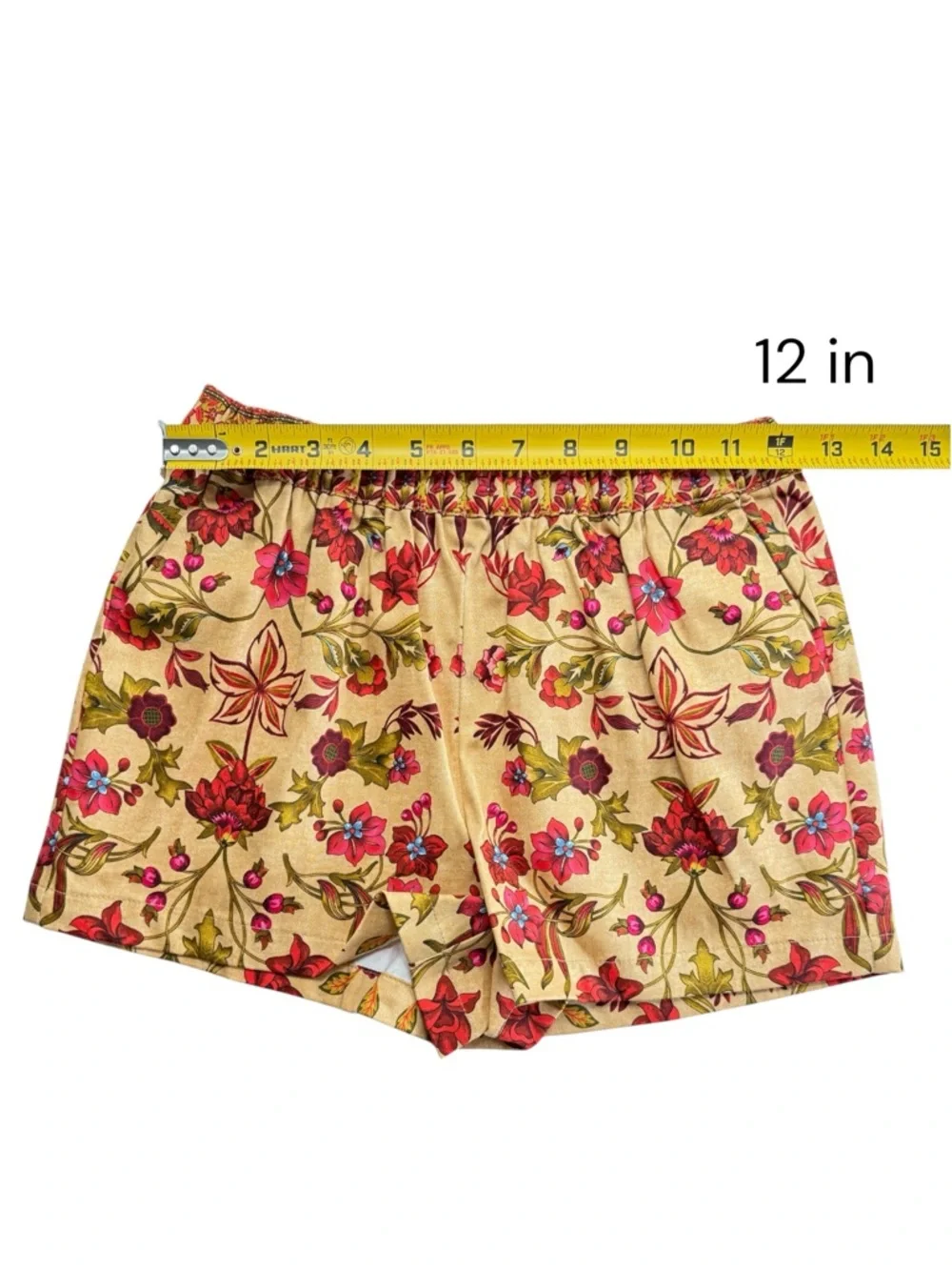 A Loves A Girls 2 Piece Set Yellow Top Floral Shorts Size M 9-10 Puff